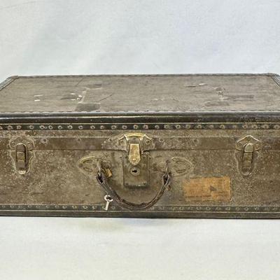 Antique Metal Edged Trunk with Keys