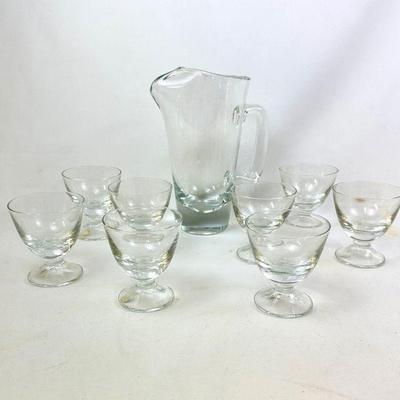 Vintage Glass Cocktail Pitcher with 8 Glasses - Made in Sweden