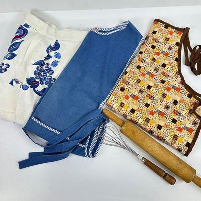 Vintage Aprons, Smock & Baking Tools