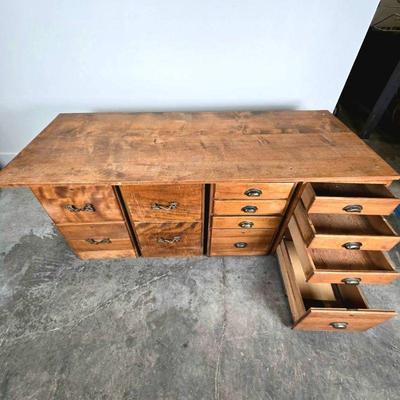 Vintage All-Wood Modular File Cabinets, Drawer Units, and Table Top