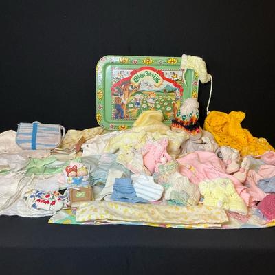 Cabbage Patch Tray,Figurine, Assorted Doll Clothes