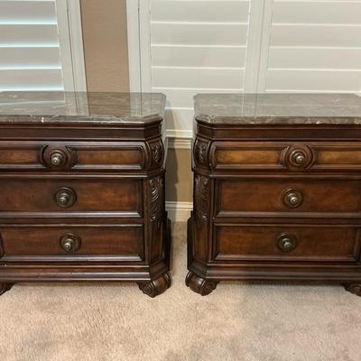 Wooden Marble Top Night Stands