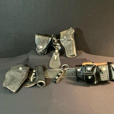 Police Belt With Holster, Handcuff Holder, Baton Holder, And Misc Other Holders
