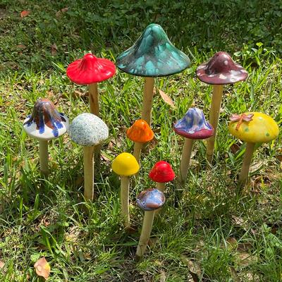 Ceramic Garden Mushrooms 