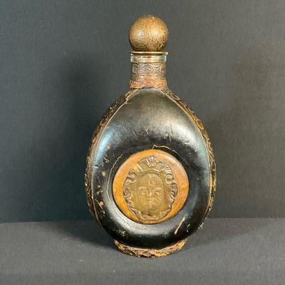 Leather Covered Glass Bottle Decanter
