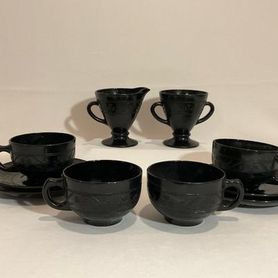 Hazel Atlas Black Depression Glass Coffee Set