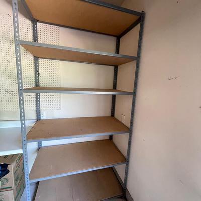 Metal Shelving Unit With 6 Pressed Wood Shelves 