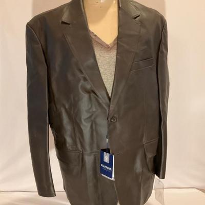Stafford Essentials Men’s Leather Blazer, XL
