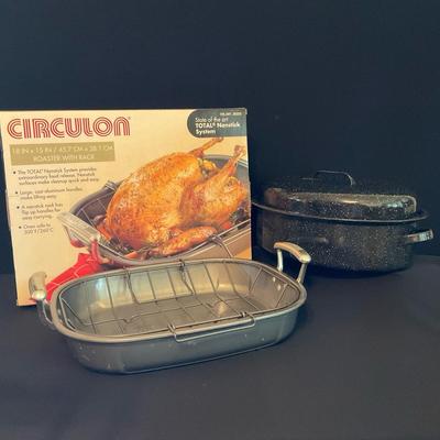 New Circulon Roaster And Speckled Enameled Roaster