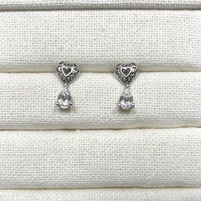 14k White Gold + Cubic Zirconia Earrings 