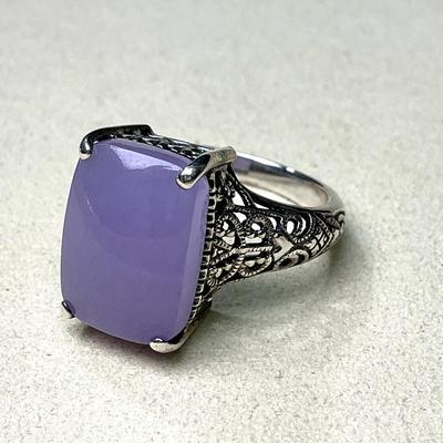 Lavender Stone & Sterling Silver Filigree Ring