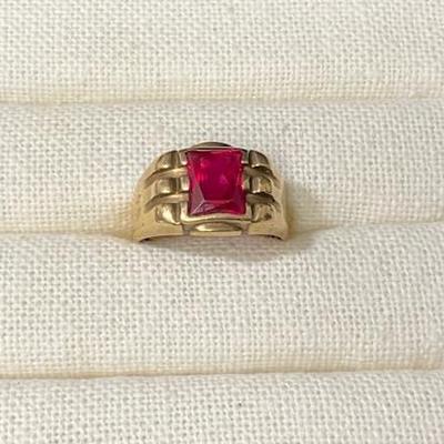 14K Gold Men’s Ring With Lab Ruby