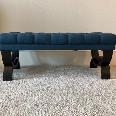 Blue Tufted Bench Chair