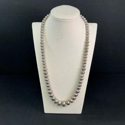 Southwestern Style Graduated Stamped Sterling Silver Necklace