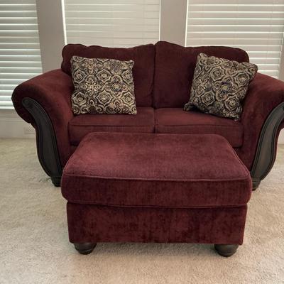 Ashley Furniture Upholstered Loveseat And Ottoman