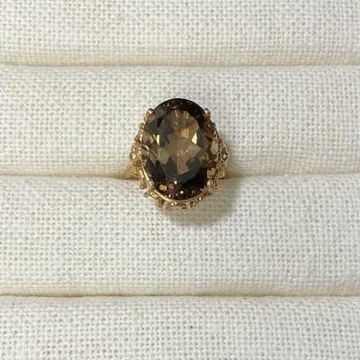 10K Gold & Smokey Quartz Ring