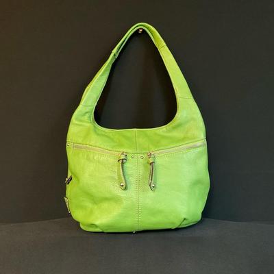 Tignanello Green Pebbled-Leather Hobo Bag