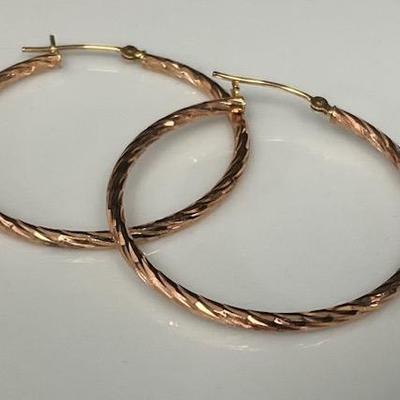 14K Rose Gold Twisted Hoop Earrings
