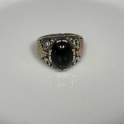 Sterling Silver Ring With 12K Gold Leaves (size 13.25)