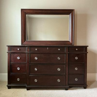 Lane Wooden Dresser With Beveled Mirror