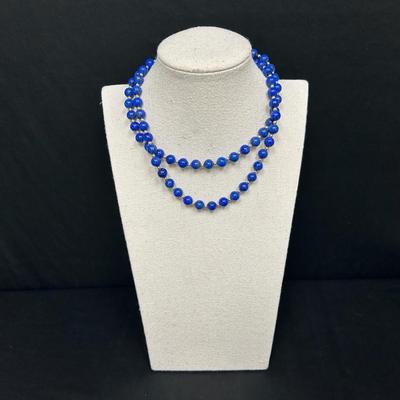 Dyed Lapis + 14k Gold Beaded Necklace 