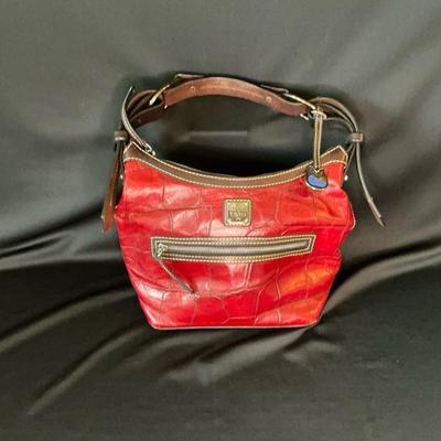Dooney & Bourke Red Embossed Leather Shoulder Bag