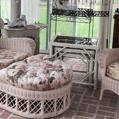 Wicker Chair Set With Nesting Tables