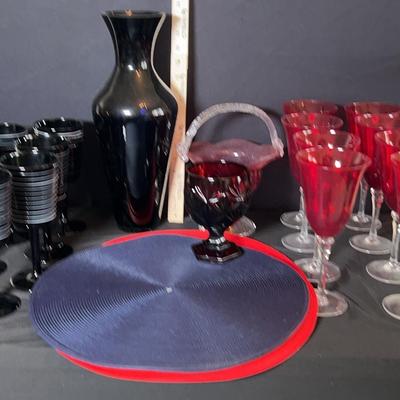 Blue And Red Glassware