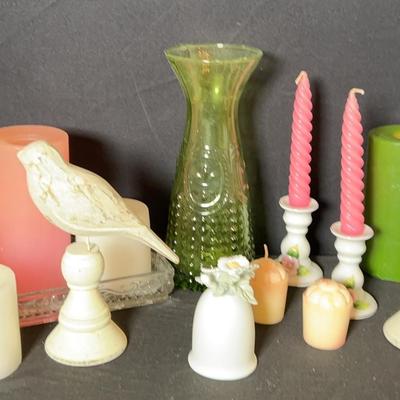 Candle Decor – Green And Pink