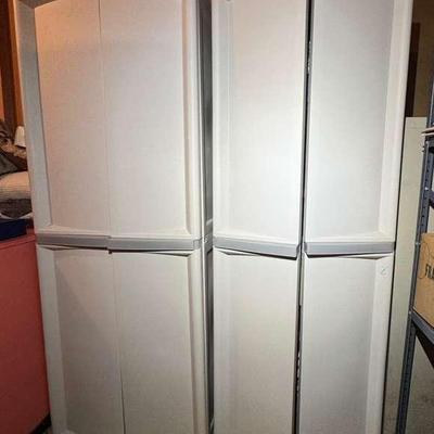 Three Sterilite Storage Cabinets