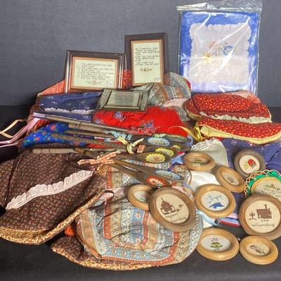 Vintage Cross Stitch, Needle Point Art And Handmade Bonnets 