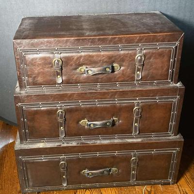 3 Drawer Leather Storage Trunk