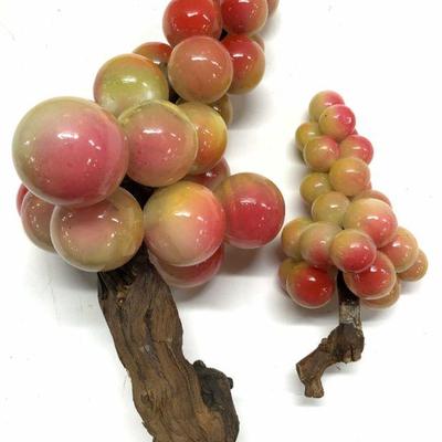 Vtg MCM Lot 2 Alabaster Stone Grape Clusters
