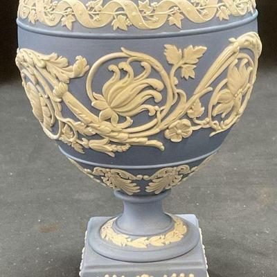 94: Wedgwood Blue Jasperware Arabesque Urn

