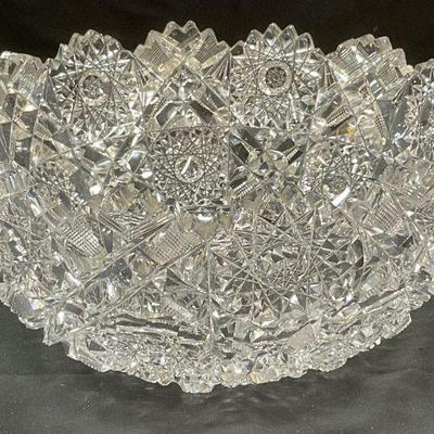 110: Antique ABP Hand Cut Glass Hobstar Bowl
