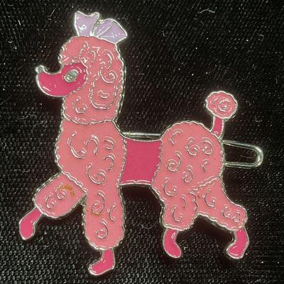 Vintage Y2K Pink Enamel Poodle Hair Clip

