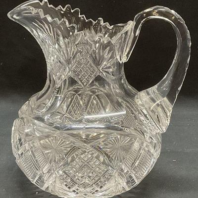 88: Antique ABP LIBBEY Harvard Cut Glass Pitcher
