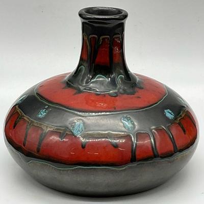 155: Artist Signed Handmade Glazed Pottery Vase
