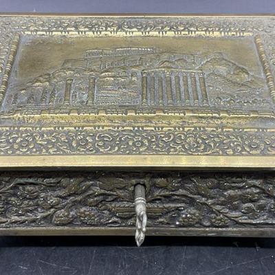 Signed Vntg Bronze Jewelry Casket / Keepsake Box
