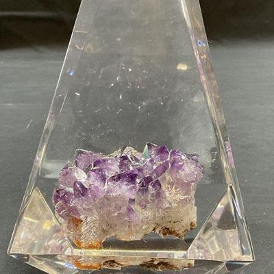 142: Amethyst Semiprecious Specimen in Lucite Prism
