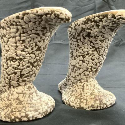 84: ROYAL HAEGER Popcorn Splatter Ceramic Candlesticks
