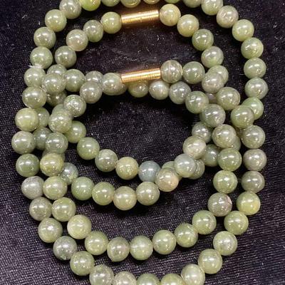 Lot 2 Vintage Jade Beaded Necklaces
