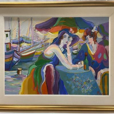 19: Isaac Maimon Two Women Embellished Serigraph
