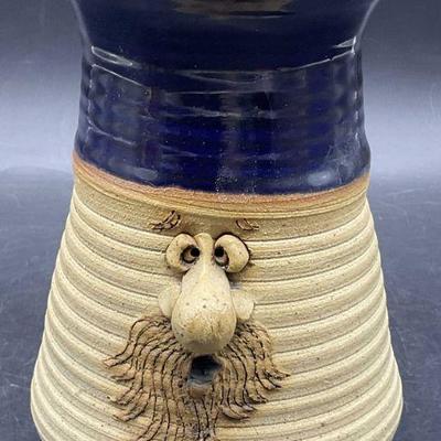 182: Vintage Ugly Funny Face Handmade Pottery Vase
