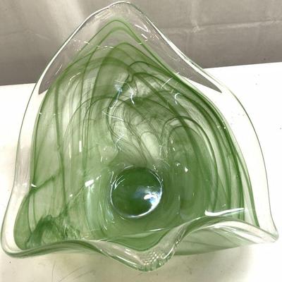 89: Hand Blown Murano Glass Bowl Green
