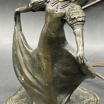 Emile Bruchon Bronze Art Nouveau Female Lamp
