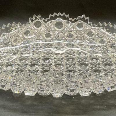 90: Vintage Hand Cut Crystal Bowl Candy Dish
