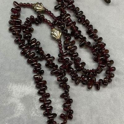Garnet & Sterling Silver Beaded Necklace
