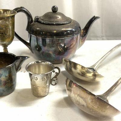 Lot 6 Sterling Silv Kiddush Cup & Oth Silv Pl Accs
