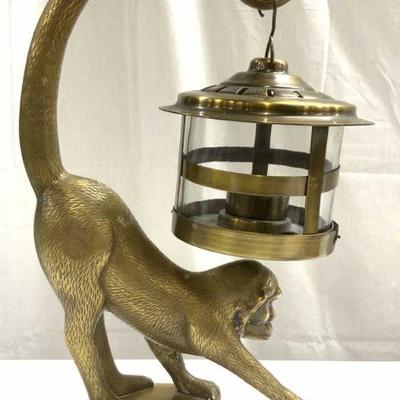 199: INTERLUDE HOME Brass Monkey Lantern Lamp
